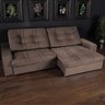 Sofá Retrátil e Reclivável com Molas Ensacadas Porto 5 Lugares 2,90m Veludo Luxor Chocolate - 1