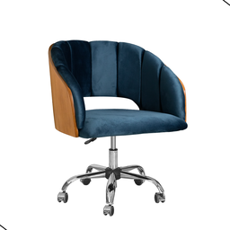 Cadeira Poltrona Nicole Pés Rodinhas Com Regulagem de Altura Veludo Azul Marinho - 1
