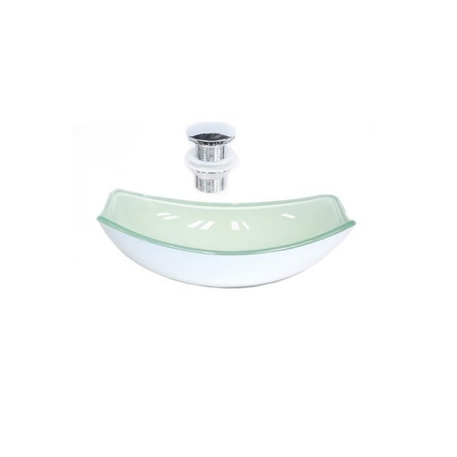 Cuba de Vidro Oval Chanfrada 51cm + Valvula Click - 1