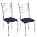Ver imagem 1 de Conjunto 2 Cadeiras Ipanema Cromada Para Cozinha-corino Azul