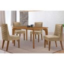 Ver imagem 1 de Conjunto: Mesa de Cozinha Londrina Tampo Curvo 120cm+4 Cadeiras Dafne Madeira Naturale - Capuccino/