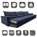 Ver imagem 3 de Sofá Retrátil e Reclinável 3,85m Molas Ensacadas Cama inBox Big Space com Bordado 3D Velusoft