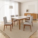 Ver imagem 1 de Conjunto Mesa de Jantar Tangará 180cm e 6 Cadeiras Estofadas Tiê Maxx CabeCasa MadeiraOriginals Bege/Caramelo