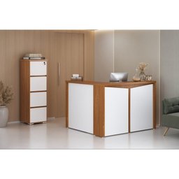 Kit 2 Peças com Balcão de Atendimento em L e Arquivo com 4 Gavetas e Chave - 1
