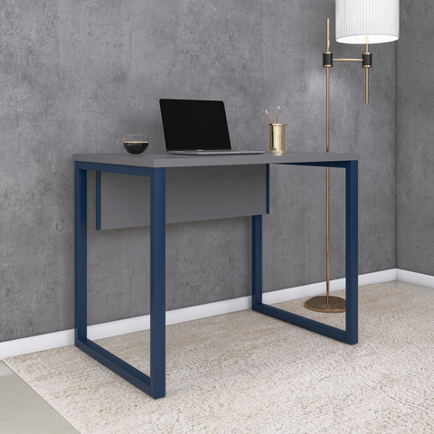Escrivaninha M90/60P25TUB 90cm Industrial Grafito e Azul Delrei Cinza
