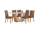 Ver imagem 1 de Conjunto Sala de Jantar Mesa Apogeu 160 Tampo Vidro Off White com 6 Cadeiras Apogeu - Lopas Amendoa