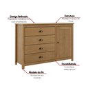 Ver imagem 3 de Cômoda Quarto Madeira Maciça 125cm 4 Gavetas 1 Porta Ravelo F07- D'Rossi
