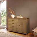 Ver imagem 1 de Cômoda Quarto Madeira Maciça 125cm 4 Gavetas 1 Porta Ravelo F07- D'Rossi