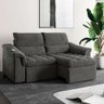 Sofá 2 Lugares 219cm Retrátil e Reclinável com Usb Next Veludo Grafite G46 - Gran Belo - 2
