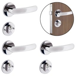 Fechadura para Porta Externa Perfil Redondo Aço Inox Polido Cromado | Aliança | Kit 10 Un - 1
