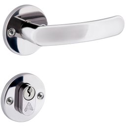 Fechadura para Porta Externa Perfil Redondo Aço Inox Polido Cromado | Aliança | Kit 10 Un - 5