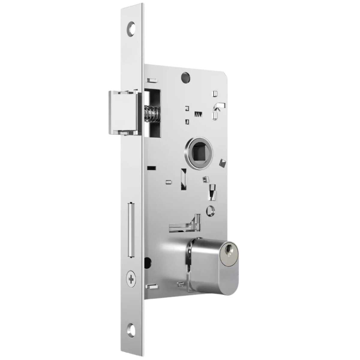 Fechadura para Porta Externa Perfil Redondo Aço Inox Polido Cromado | Aliança | Kit 10 Un - 6