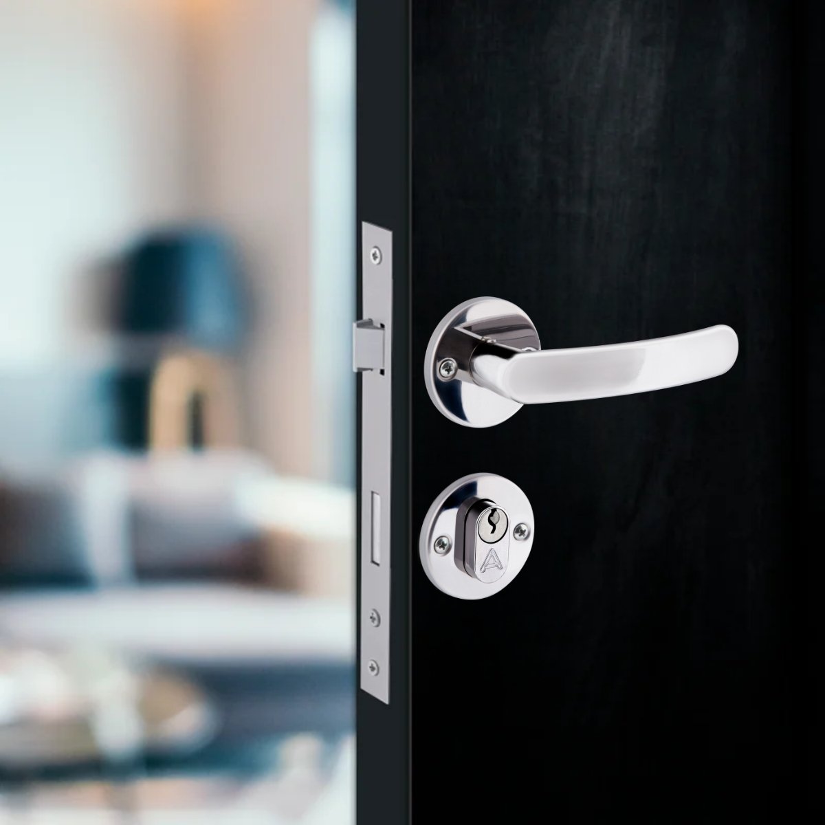 Fechadura para Porta Externa Perfil Redondo Aço Inox Polido Cromado | Aliança | Kit 10 Un - 9