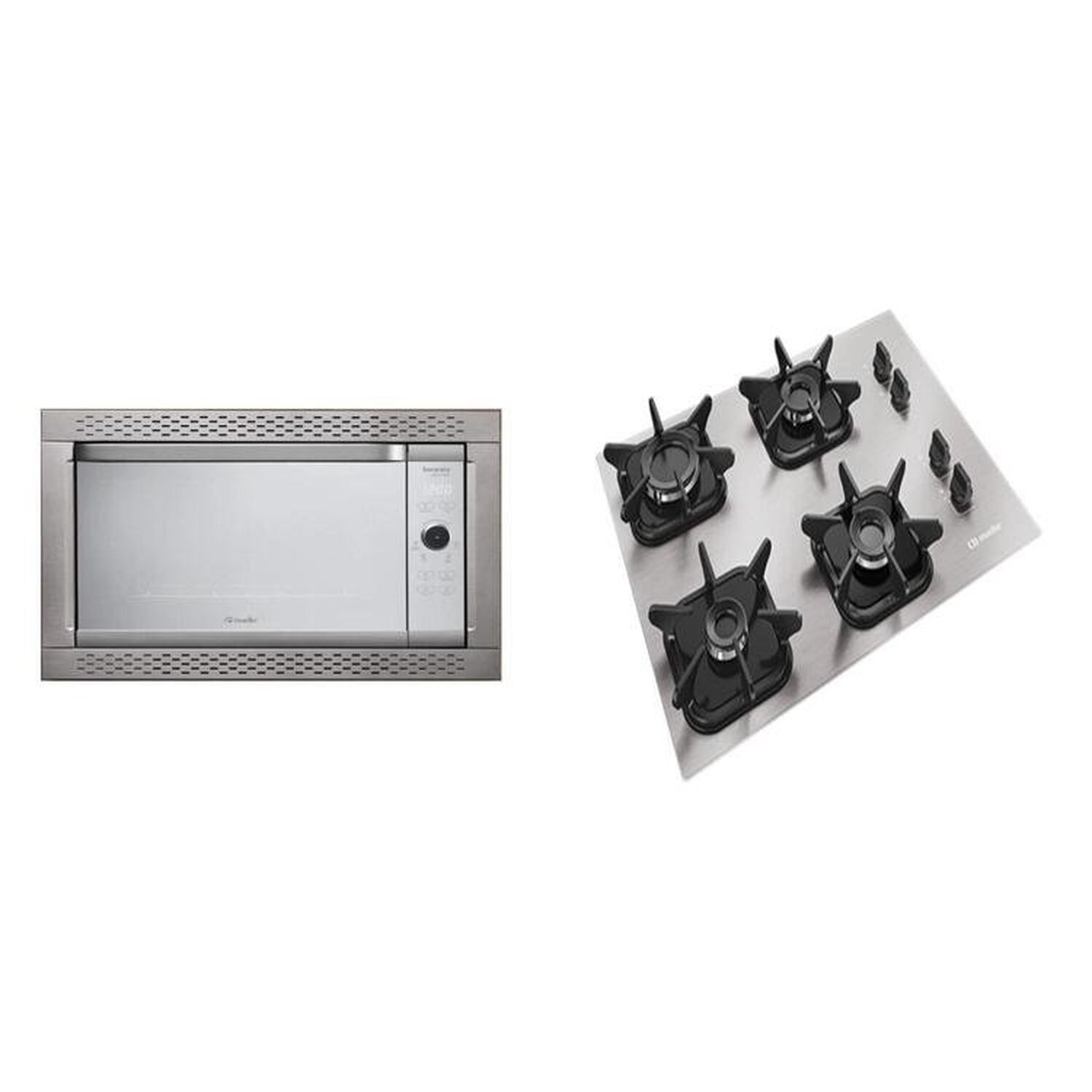 Conjunto de Embutir Mueller com Forno Elétrico Decorato Gourmet 44l 127v + Cooktop 4 Bocas de Alumínio com Queimador Ultra Chama