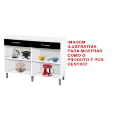 Balcao Madri Plus Branco Pret / Marm com 2 gavetas + 4 portas PASSE BEM - 6