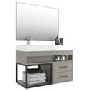 Ver imagem 2 de Conjunto Gabinete para Banheiro com Espelheira New 80 Cimento/Cimento