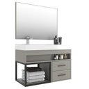 Ver imagem 2 de Conjunto Gabinete para Banheiro com Espelheira New 80 Cinza/Cimento