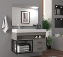 Ver imagem 1 de Conjunto Gabinete para Banheiro com Espelheira New 80 Cimento/Cimento