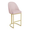 Ver imagem 1 de Banqueta Alta Bela Suede Rosa Bebê Base Metálica Industrial Dourado - Pallazio