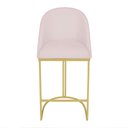 Ver imagem 3 de Banqueta Alta Bela Suede Rosa Bebê Base Metálica Industrial Dourado - Pallazio