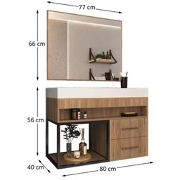 Conjunto Gabinete para Banheiro com Espelheira New 80 - 4