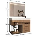 Ver imagem 4 de Conjunto Gabinete para Banheiro com Espelheira New 80 Marrom/Carvalho