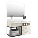 Ver imagem 3 de Conjunto Gabinete para Banheiro com Espelheira New 80 Carvalho/Carvalho