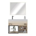 Ver imagem 2 de Conjunto Gabinete para Banheiro com Espelheira New 80 Carvalho/Carvalho