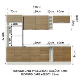 Armário de Cozinha Completa 290cm Branco/Rustic Stella Madesa 01 - 5