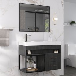 Conjunto Gabinete para Banheiro com Espelheira New 80 - 1