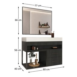 Conjunto Gabinete para Banheiro com Espelheira New 80 - 4