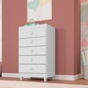 Ver imagem 6 de Guarda Roupa Infantil 4 Portas Com Cômoda 5 Gavetas Aquarela Branco Azul Clique Chique