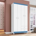 Ver imagem 3 de Guarda Roupa Infantil 4 Portas Com Cômoda 5 Gavetas Aquarela Branco Azul Clique Chique