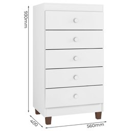 Guarda Roupa Infantil 4 Portas Com Cômoda 5 Gavetas Aquarela Branco Azul Clique Chique - 7