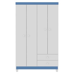 Guarda Roupa Infantil 4 Portas Com Cômoda 5 Gavetas Aquarela Branco Azul Clique Chique - 2