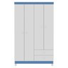 Guarda Roupa Infantil 4 Portas Com Cômoda 5 Gavetas Aquarela Branco Azul Clique Chique - 2