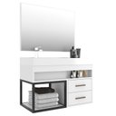 Ver imagem 3 de Conjunto Gabinete para Banheiro Suspenso com Cuba, Nicho e Espelheira em MDF New Branco