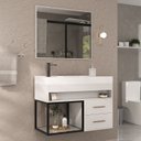 Ver imagem 5 de Conjunto Gabinete para Banheiro Suspenso com Cuba, Nicho e Espelheira em MDF New Branco
