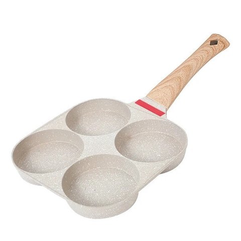 Frigideira de Ovo Antiaderente 4-cup com Tampa Flip Branco