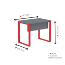 Ver imagem 4 de Escrivaninha M90/60P25TUB 90cm Industrial Grafito e Vermelho Cinza