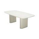 Ver imagem 3 de Mesa de Jantar Retangular com Vidro para 8 Lugares Lintz 219 cm Off White Fosco com PU Bege