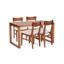 Ver imagem 1 de Conjunto Sala de Jantar Madeira Maciça Mesa 140cm Craft com 4 Cadeiras Olmo Garapa/Bege