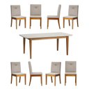 Ver imagem 2 de Conjunto Mesa de Jantar Tangará 210cm e 8 Cadeiras Estofadas Tiê Maxx CabeCasa MadeiraOriginals Bege/Caramelo