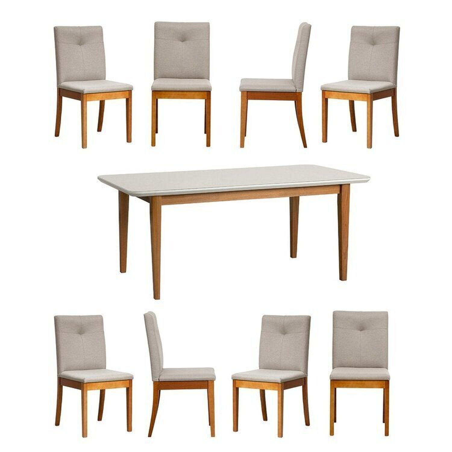 Conjunto Mesa de Jantar Tangará 210cm e 8 Cadeiras Estofadas Tiê Maxx Cabecasa Madeiramadeira - 2