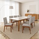 Ver imagem 1 de Conjunto Mesa de Jantar Tangará 210cm e 8 Cadeiras Estofadas Tiê Maxx CabeCasa MadeiraOriginals Bege/Caramelo
