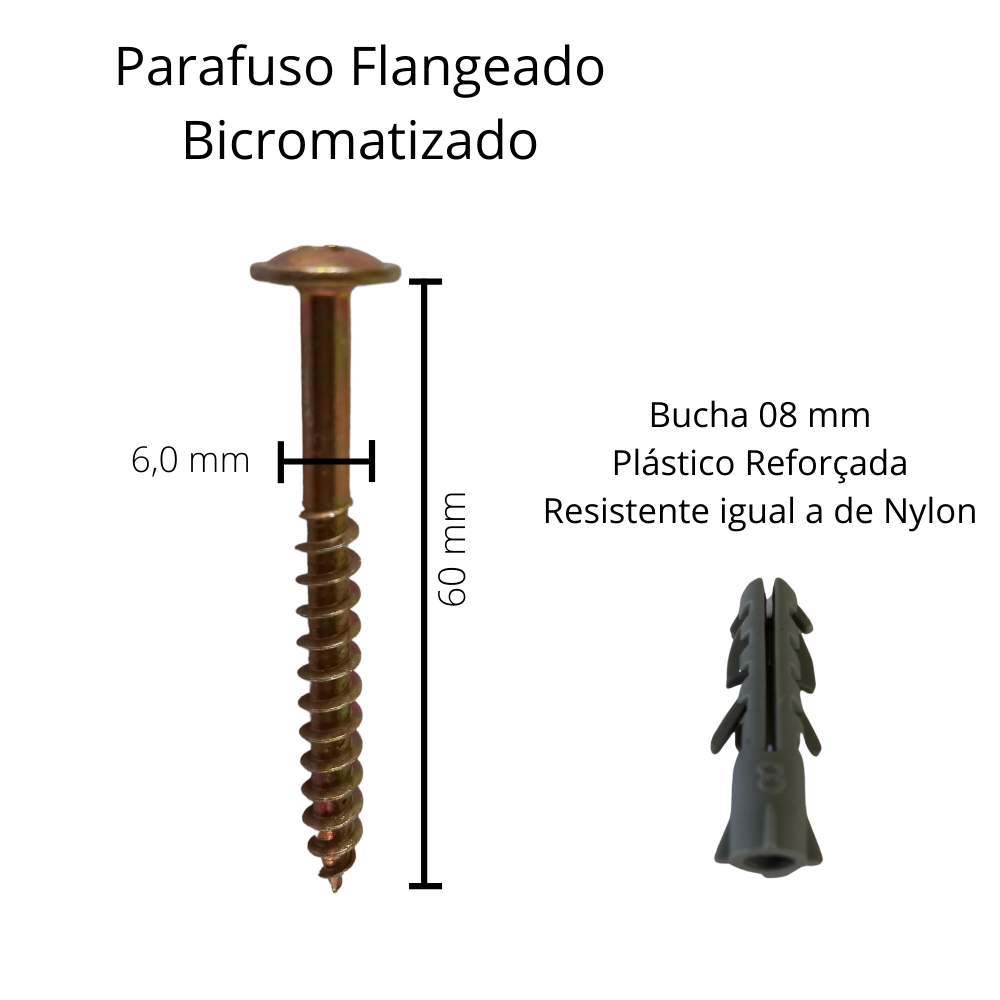 Kit Parafuso Madeira PHS 6.0 x 60 Flangeado c/ bucha 10 pçs ...
