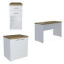 Ver imagem 2 de Conjunto 3 Peças com Escrivaninha Minimalista, Balcão Multiuso 2 Portas e Gaveteiro Organizador Olmo Branco Artany
