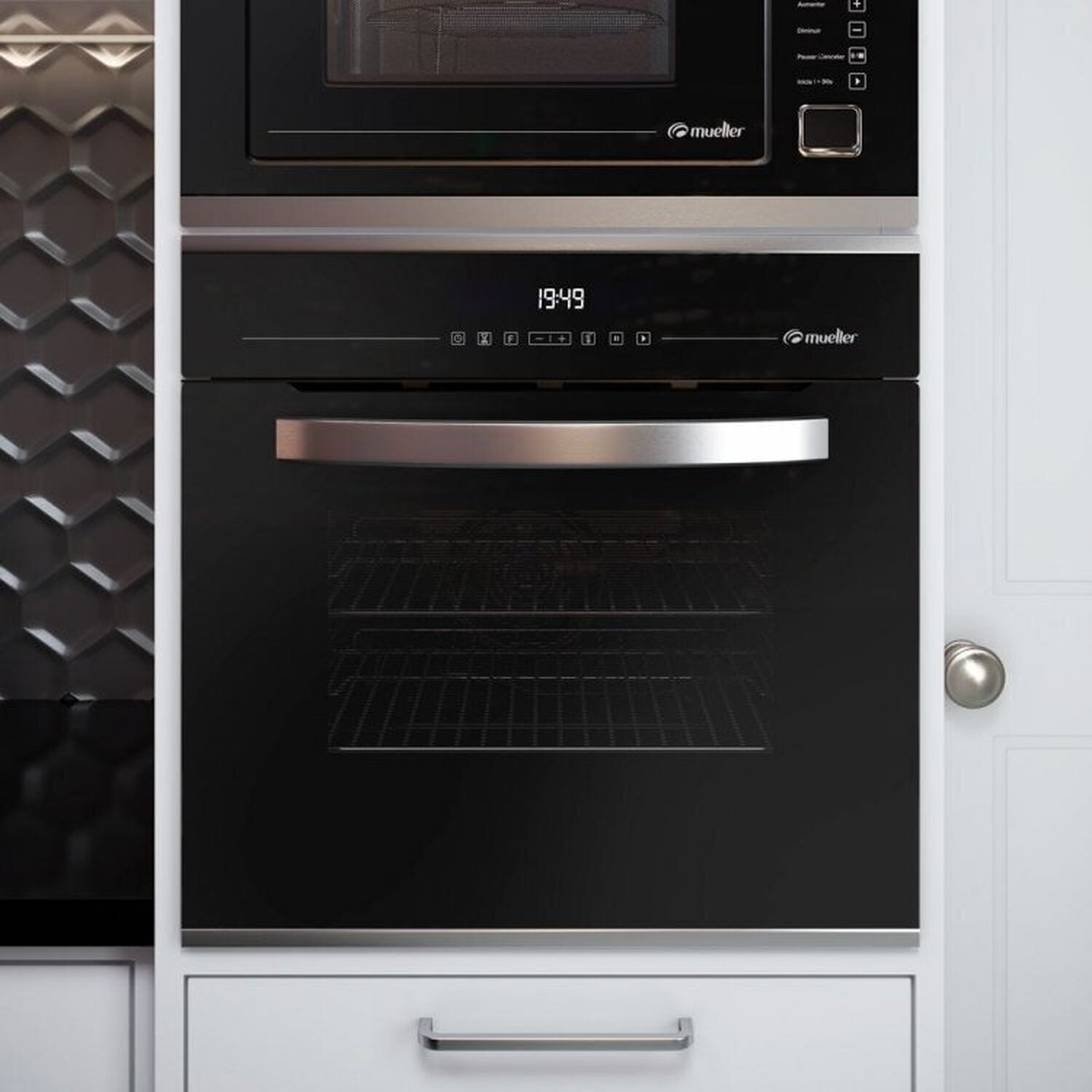 Forno Elétrico Digital de Embutir 220v 68 Litros Mfe0268g1 e Micro-ondas de Embutir 25l 220v - 4