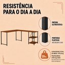 Ver imagem 4 de Mesa em L com Prateleira Office em MDF Estilo Industrial Klm Store