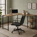 Ver imagem 1 de Mesa em L com Prateleira Office em MDF Estilo Industrial Klm Store